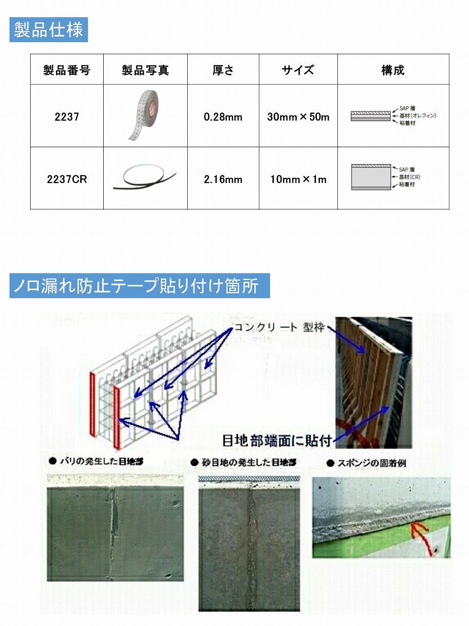 コンクリート型枠ジョイント止水テープ   (TH-140011-VE)