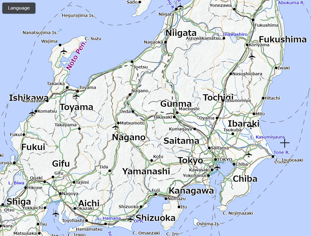 多言語表記の地図