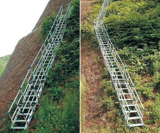 アルミ合金製法面昇降階段「クリフステアー」   (QS-160015-VE)