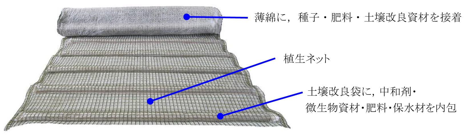 アルカリ土壌用植生マット工法「リトマスマット ブルー」(TH-220007-A) アルカリ土壌用植生マット工法「リトマスマット ブルー」(TH-220007-A)
