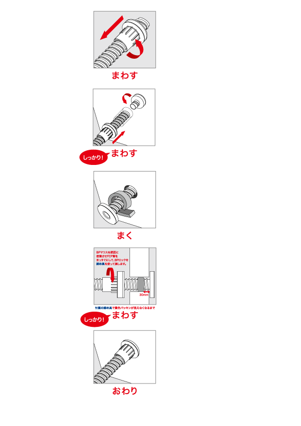 FEP管（スパイラル形状）取付工法 ：PLジョイント／BPtype(CB-230006-A)